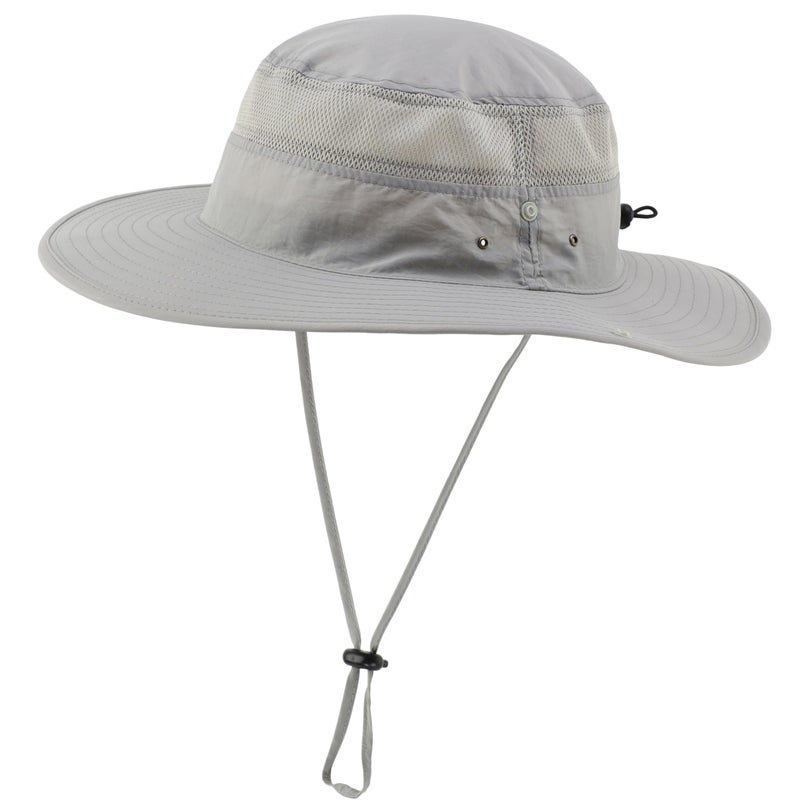 Connectyle Unisex Outdoor Mesh Sun Hat Camouflage Boonie Bucket Hats Fishing Hats with String Gray, 55 60cm - Image 1